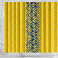 Blue Ukraine Folk Patterns Shower Curtain Simple Style