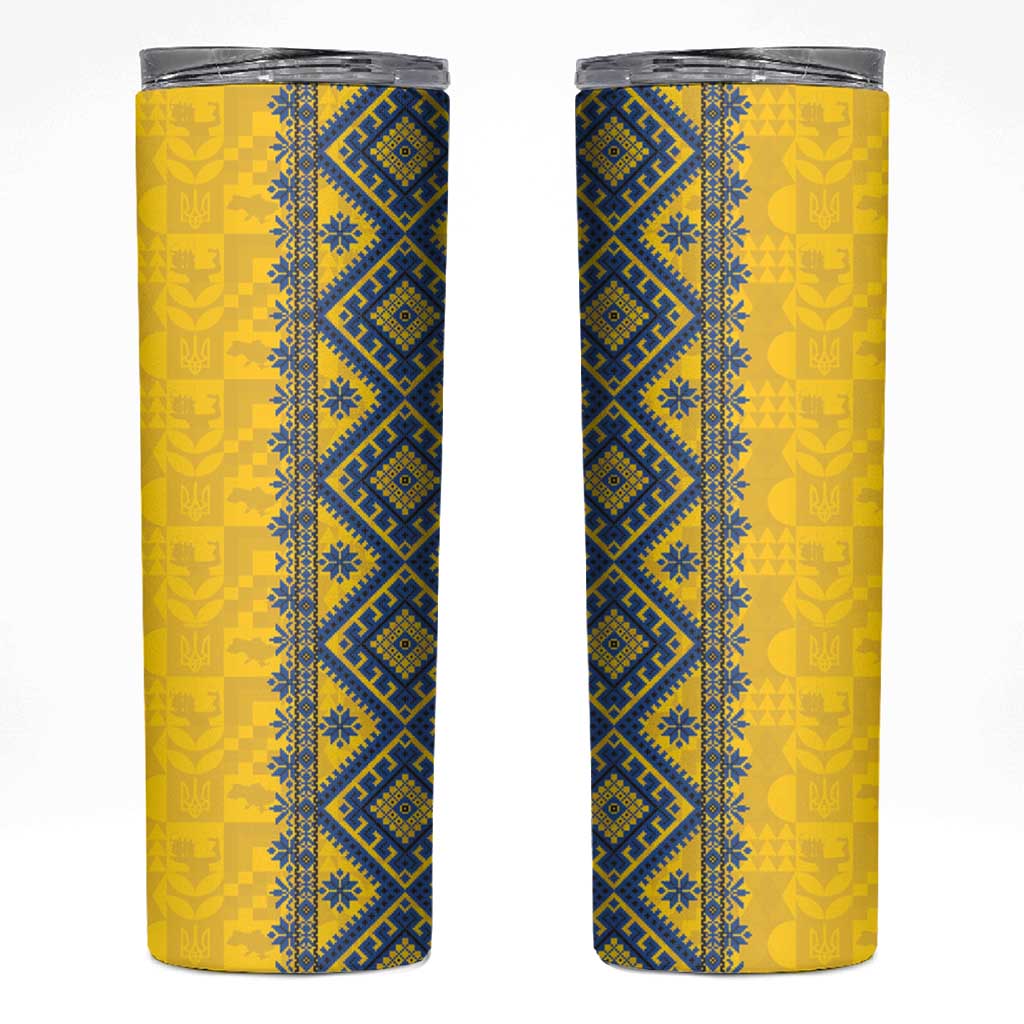 Blue Ukraine Folk Patterns Skinny Tumbler Simple Style