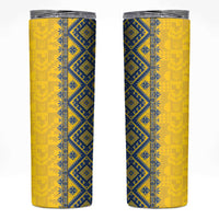 Blue Ukraine Folk Patterns Skinny Tumbler Simple Style