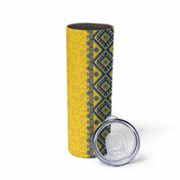 Blue Ukraine Folk Patterns Skinny Tumbler Simple Style