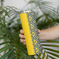 Blue Ukraine Folk Patterns Skinny Tumbler Simple Style