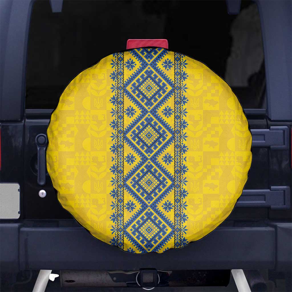 Blue Ukraine Folk Patterns Spare Tire Cover Simple Style