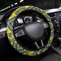 Blue Ukraine Folk Patterns Steering Wheel Cover Simple Style