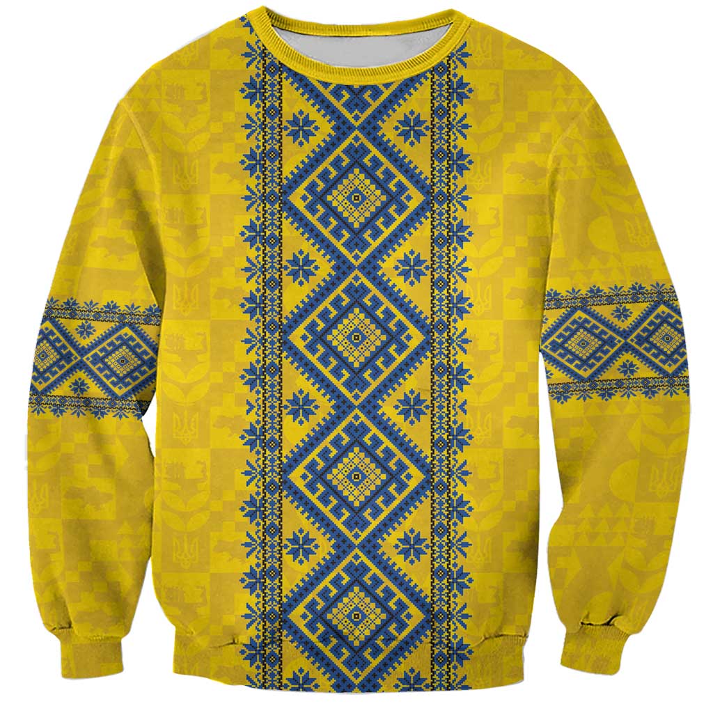 Blue Ukraine Folk Patterns Sweatshirt Simple Style