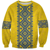 Blue Ukraine Folk Patterns Sweatshirt Simple Style