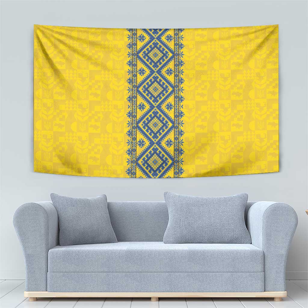 Blue Ukraine Folk Patterns Tapestry Simple Style