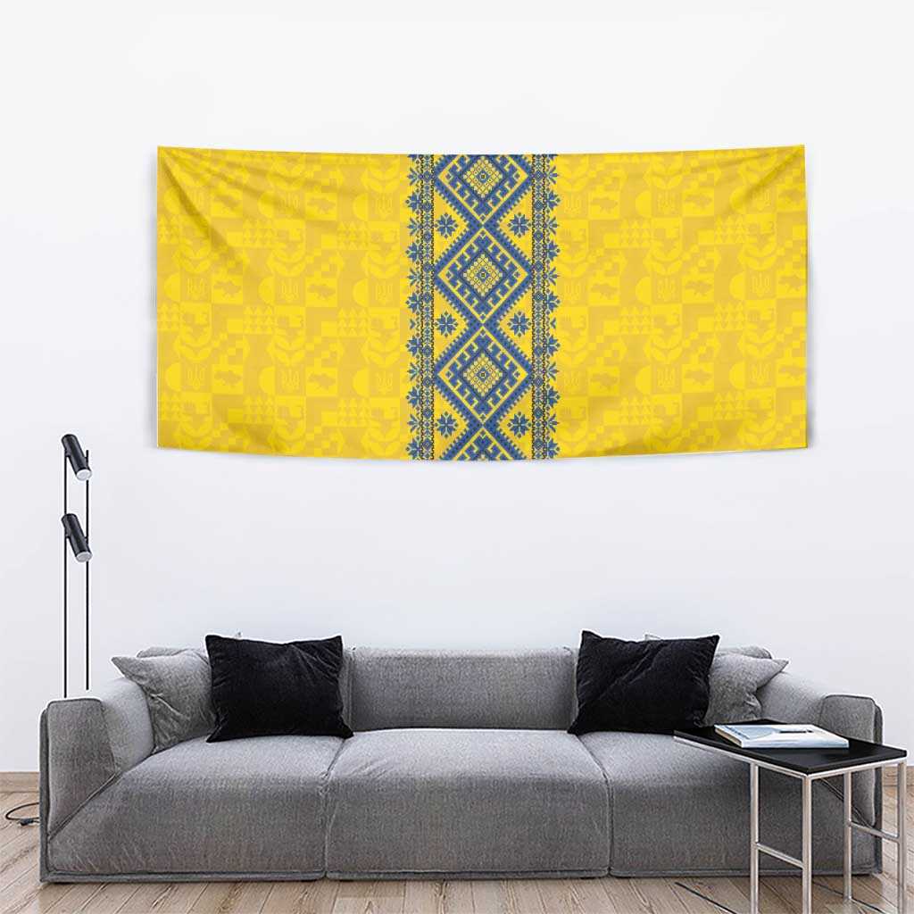 Blue Ukraine Folk Patterns Tapestry Simple Style