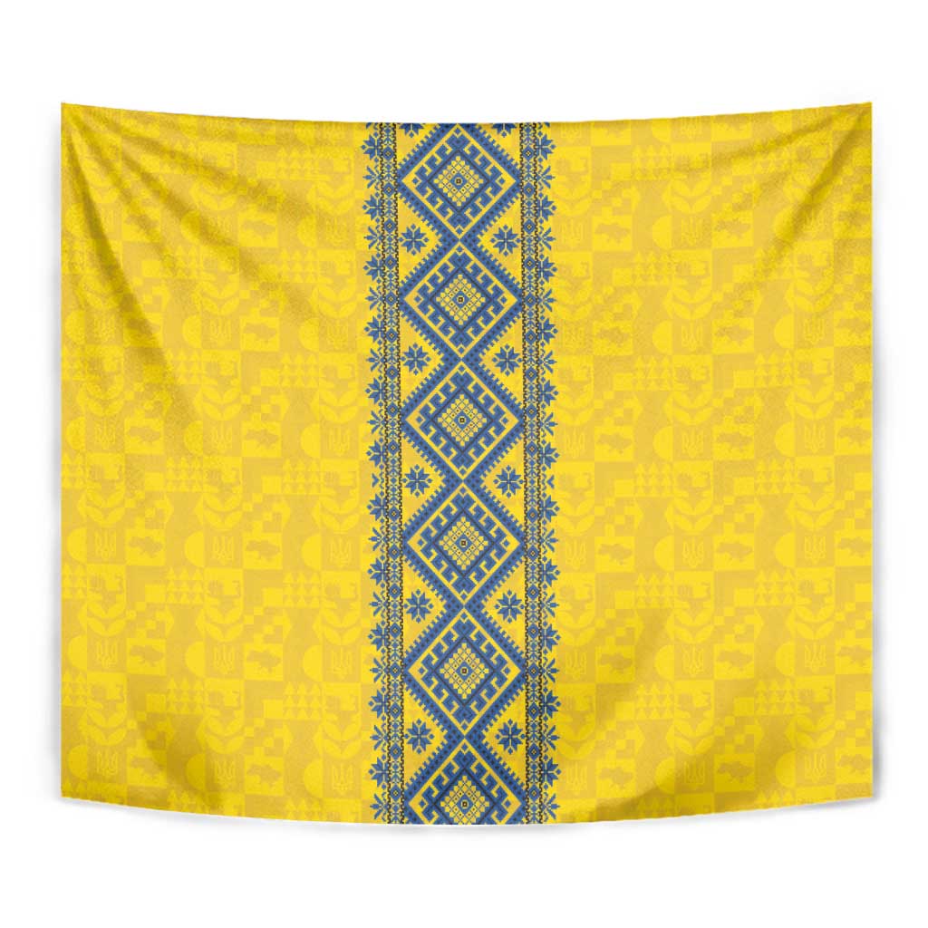 Blue Ukraine Folk Patterns Tapestry Simple Style