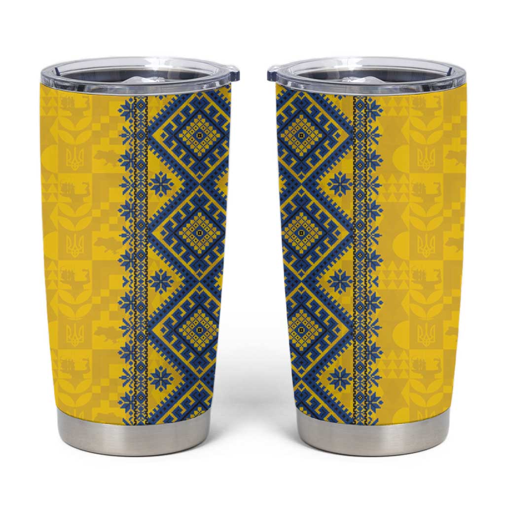 Blue Ukraine Folk Patterns Tumbler Cup Simple Style