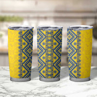 Blue Ukraine Folk Patterns Tumbler Cup Simple Style