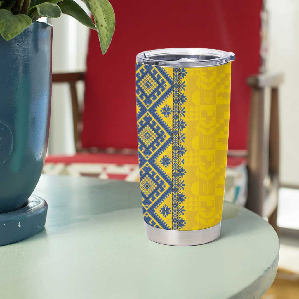 Blue Ukraine Folk Patterns Tumbler Cup Simple Style