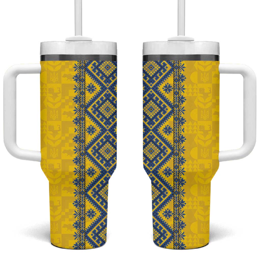 Blue Ukraine Folk Patterns Tumbler With Handle Simple Style