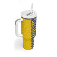 Blue Ukraine Folk Patterns Tumbler With Handle Simple Style