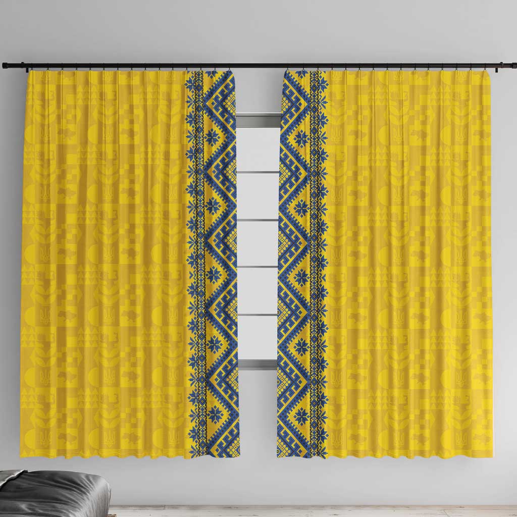 Blue Ukraine Folk Patterns Window Curtain Simple Style
