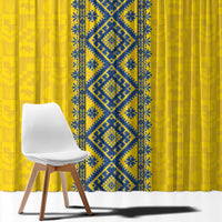 Blue Ukraine Folk Patterns Window Curtain Simple Style