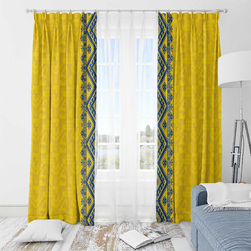 Blue Ukraine Folk Patterns Window Curtain Simple Style