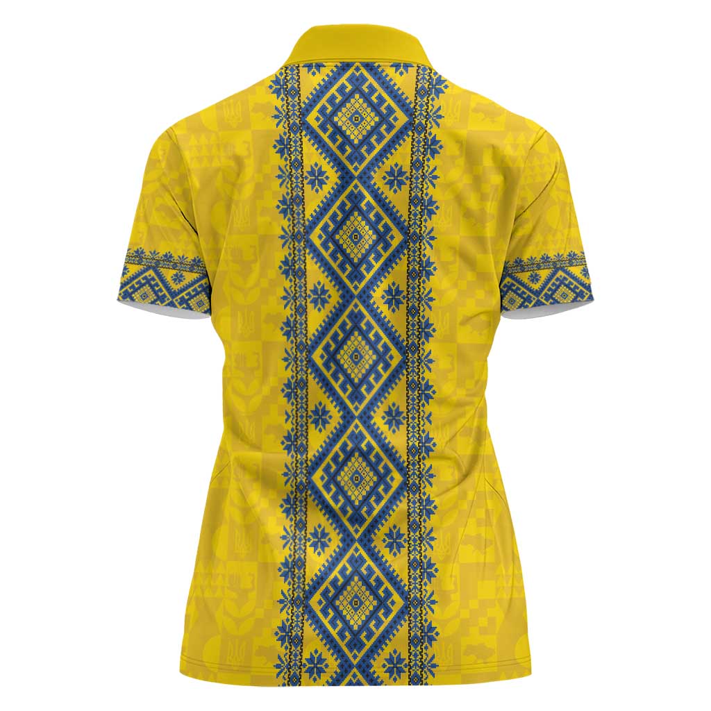 Blue Ukraine Folk Patterns Women Polo Shirt Simple Style