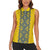 Blue Ukraine Folk Patterns Women Sleeveless Polo Shirt Simple Style