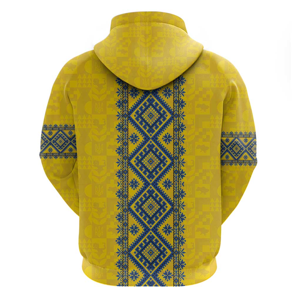 Blue Ukraine Folk Patterns Zip Hoodie Simple Style