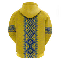 Blue Ukraine Folk Patterns Zip Hoodie Simple Style