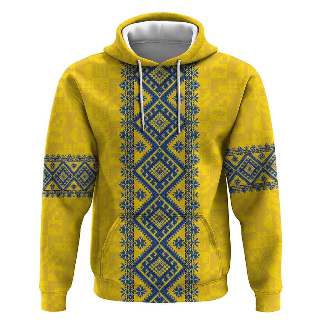 Blue Ukraine Folk Patterns Zip Hoodie Simple Style