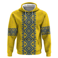 Blue Ukraine Folk Patterns Zip Hoodie Simple Style