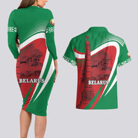 Belarus Independence Day Couples Matching Long Sleeve Bodycon Dress and Hawaiian Shirt Brest Fortress And Victory Square