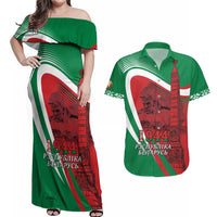 Belarus Independence Day Couples Matching Off Shoulder Maxi Dress and Hawaiian Shirt Brest Fortress And Victory Square