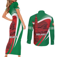 Belarus Independence Day Couples Matching Short Sleeve Bodycon Dress and Long Sleeve Button Shirt Brest Fortress And Victory Square