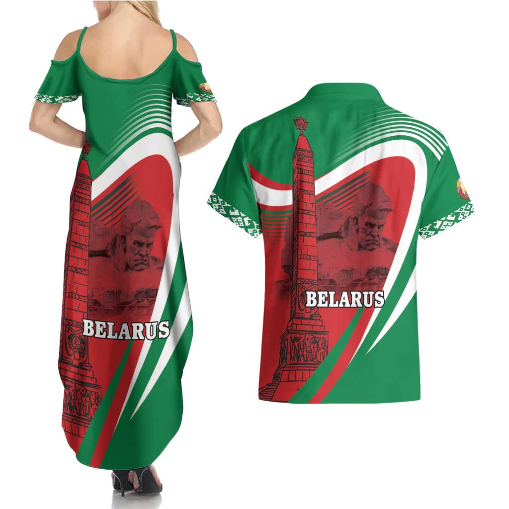 Belarus Independence Day Couples Matching Summer Maxi Dress and Hawaiian Shirt Brest Fortress And Victory Square