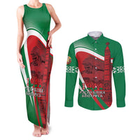Belarus Independence Day Couples Matching Tank Maxi Dress and Long Sleeve Button Shirt Brest Fortress And Victory Square