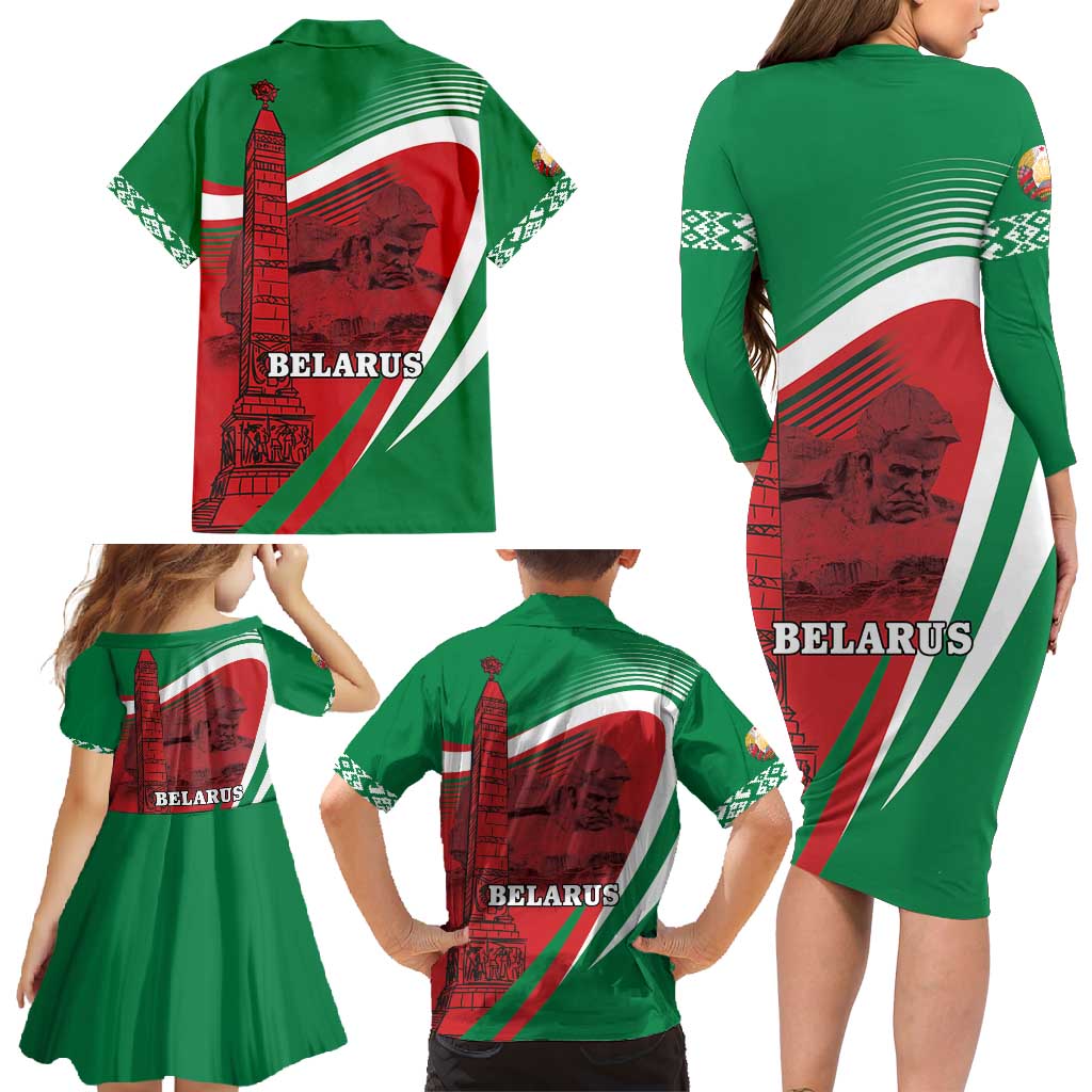 Belarus Independence Day Family Matching Long Sleeve Bodycon Dress and Hawaiian Shirt Brest Fortress And Victory Square