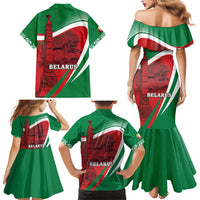 Belarus Independence Day Family Matching Mermaid Dress and Hawaiian Shirt Brest Fortress And Victory Square