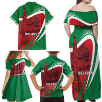 Belarus Independence Day Family Matching Off Shoulder Maxi Dress and Hawaiian Shirt Brest Fortress And Victory Square