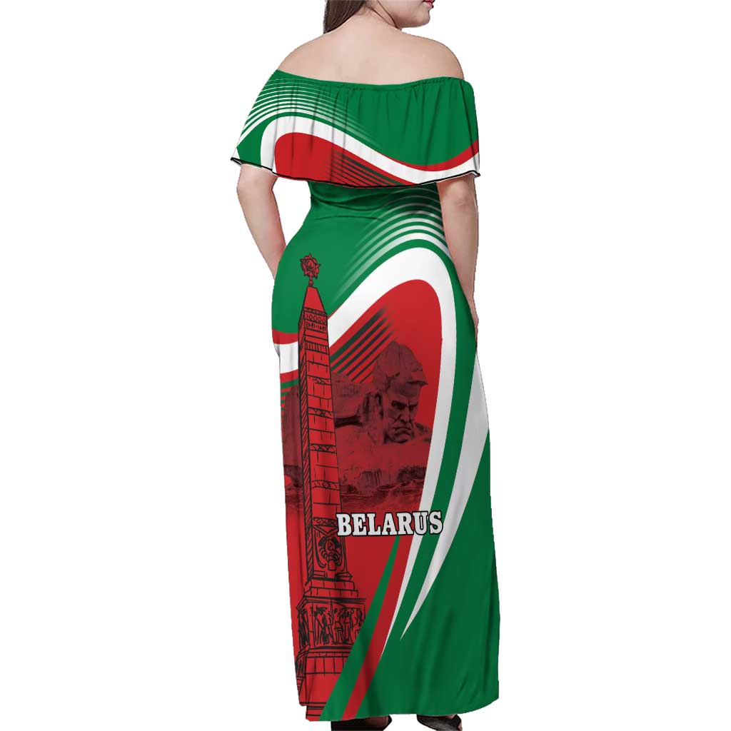 Belarus Independence Day Family Matching Off Shoulder Maxi Dress and Hawaiian Shirt Brest Fortress And Victory Square