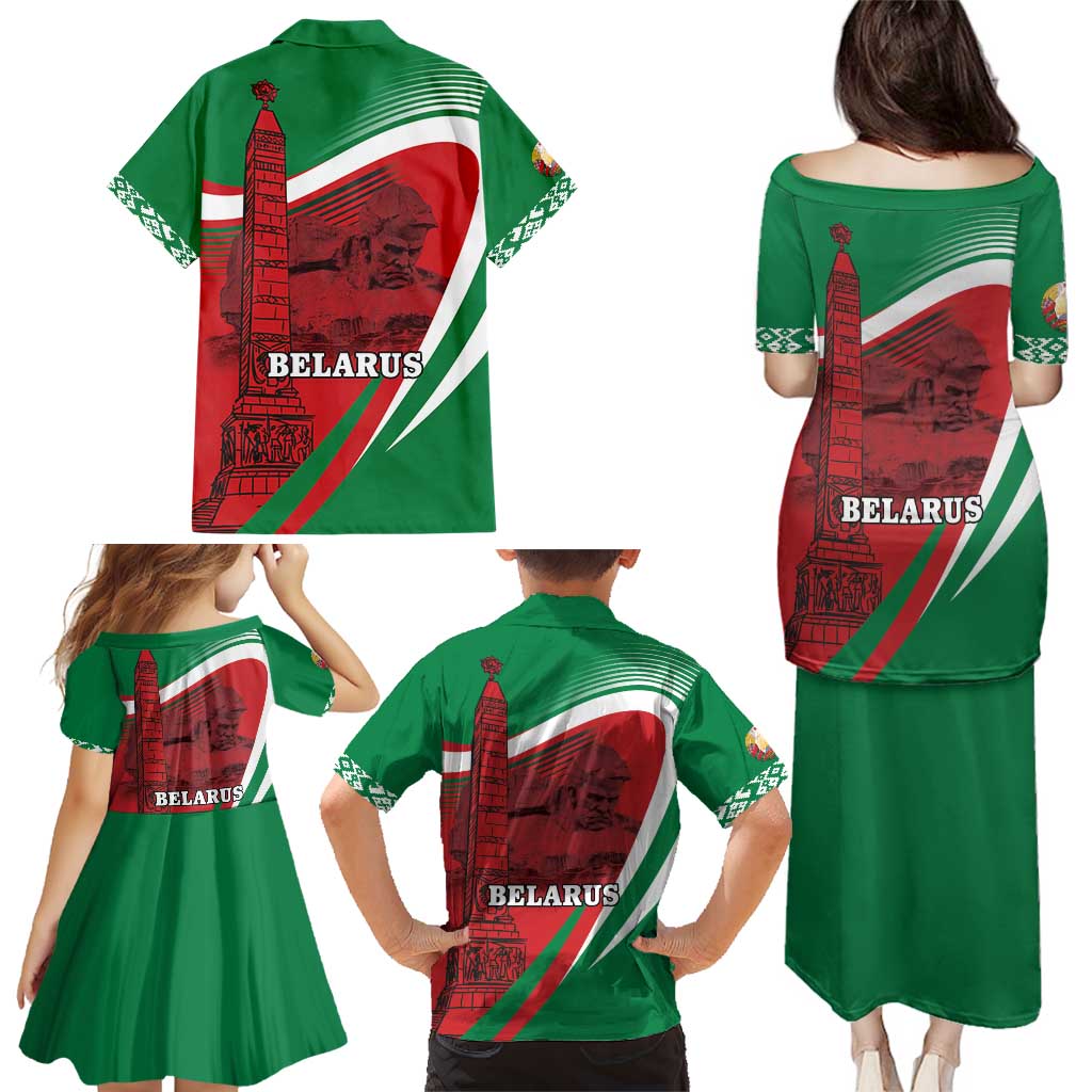 Belarus Independence Day Family Matching Puletasi and Hawaiian Shirt Brest Fortress And Victory Square