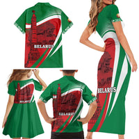 Belarus Independence Day Family Matching Short Sleeve Bodycon Dress and Hawaiian Shirt Brest Fortress And Victory Square