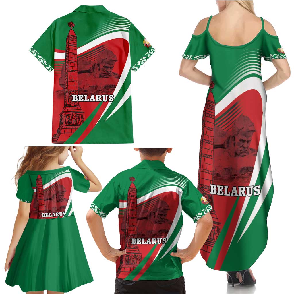 Belarus Independence Day Family Matching Summer Maxi Dress and Hawaiian Shirt Brest Fortress And Victory Square