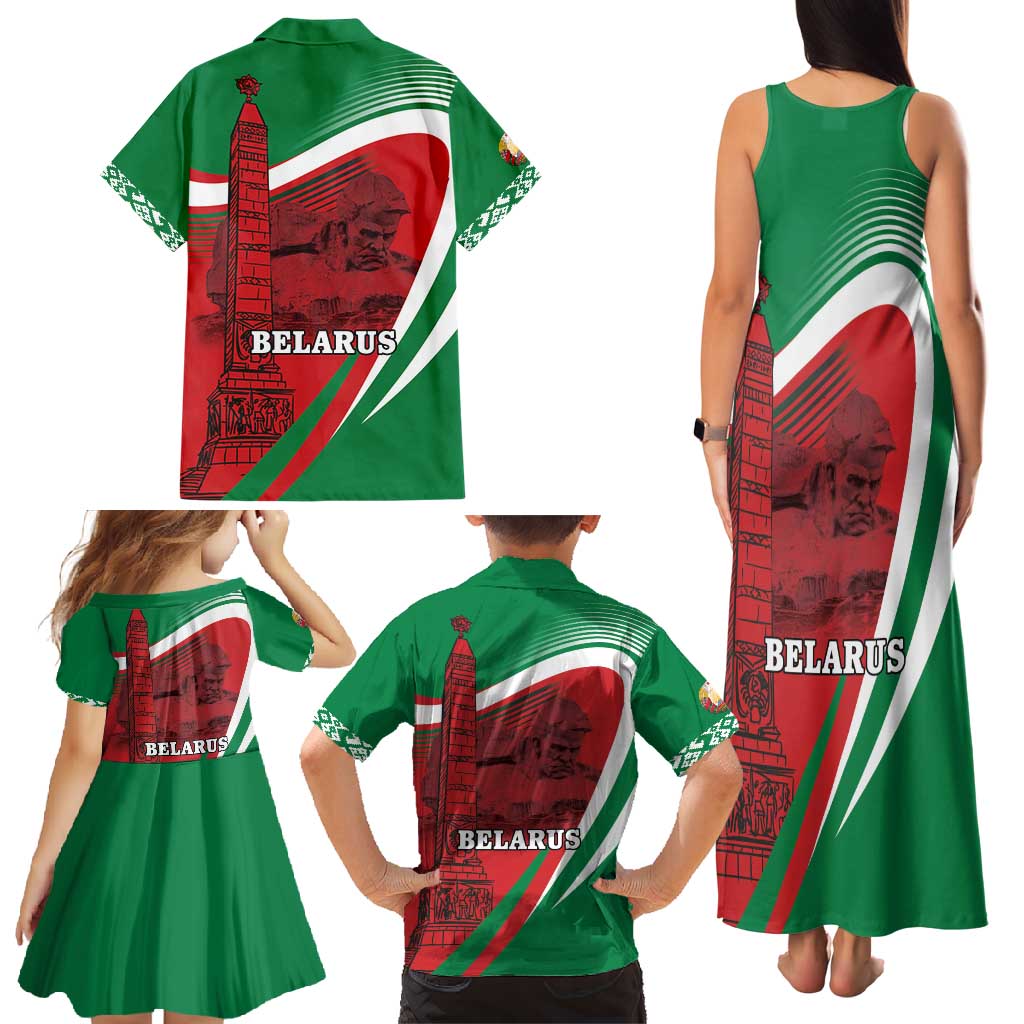 Belarus Independence Day Family Matching Tank Maxi Dress and Hawaiian Shirt Brest Fortress And Victory Square