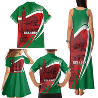 Belarus Independence Day Family Matching Tank Maxi Dress and Hawaiian Shirt Brest Fortress And Victory Square