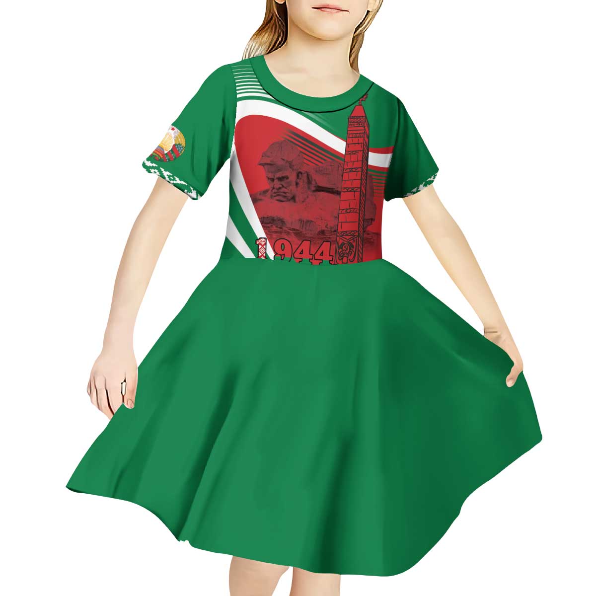 Belarus Independence Day Kid Short Sleeve Dress Brest Fortress And Victory Square