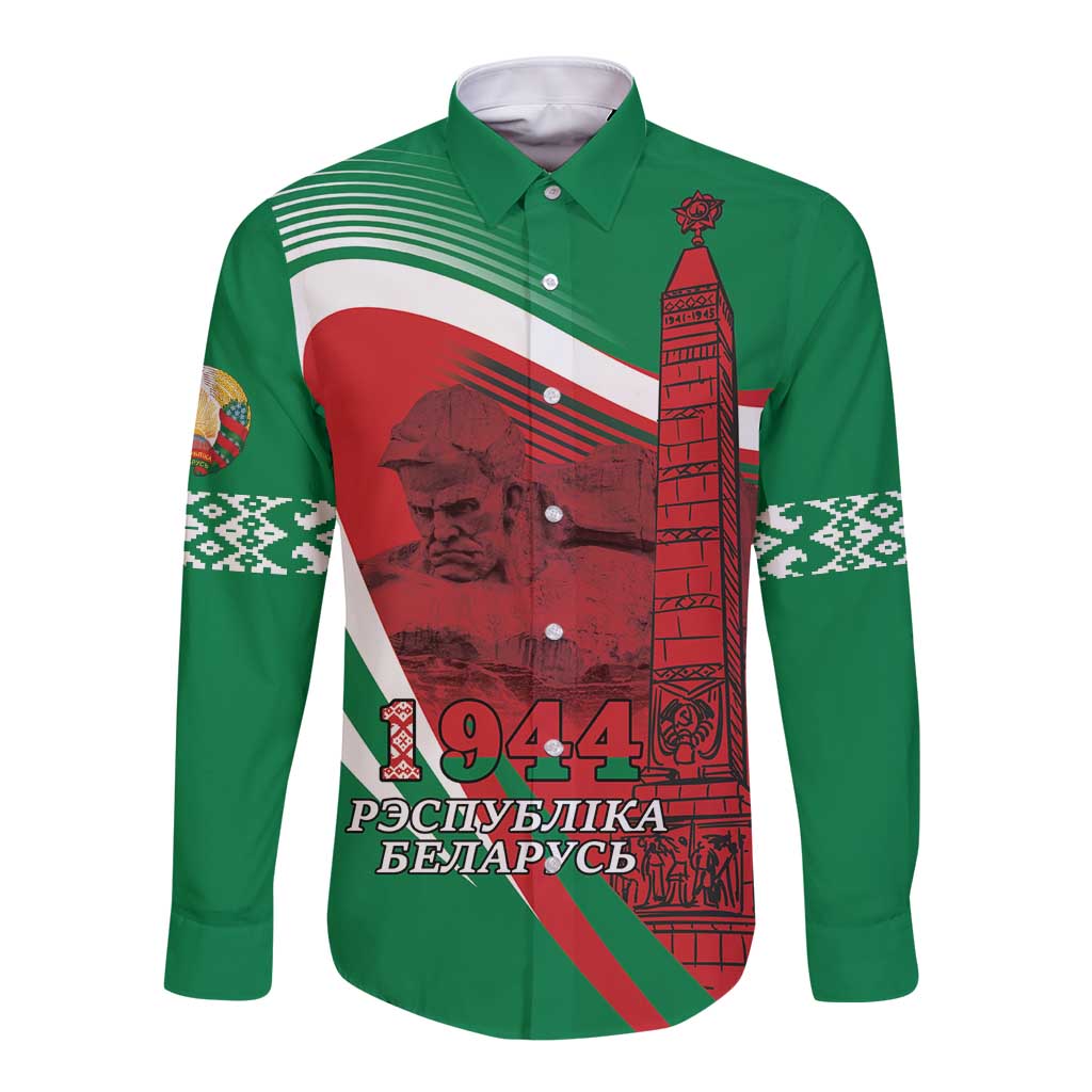 Belarus Independence Day Long Sleeve Button Shirt Brest Fortress And Victory Square