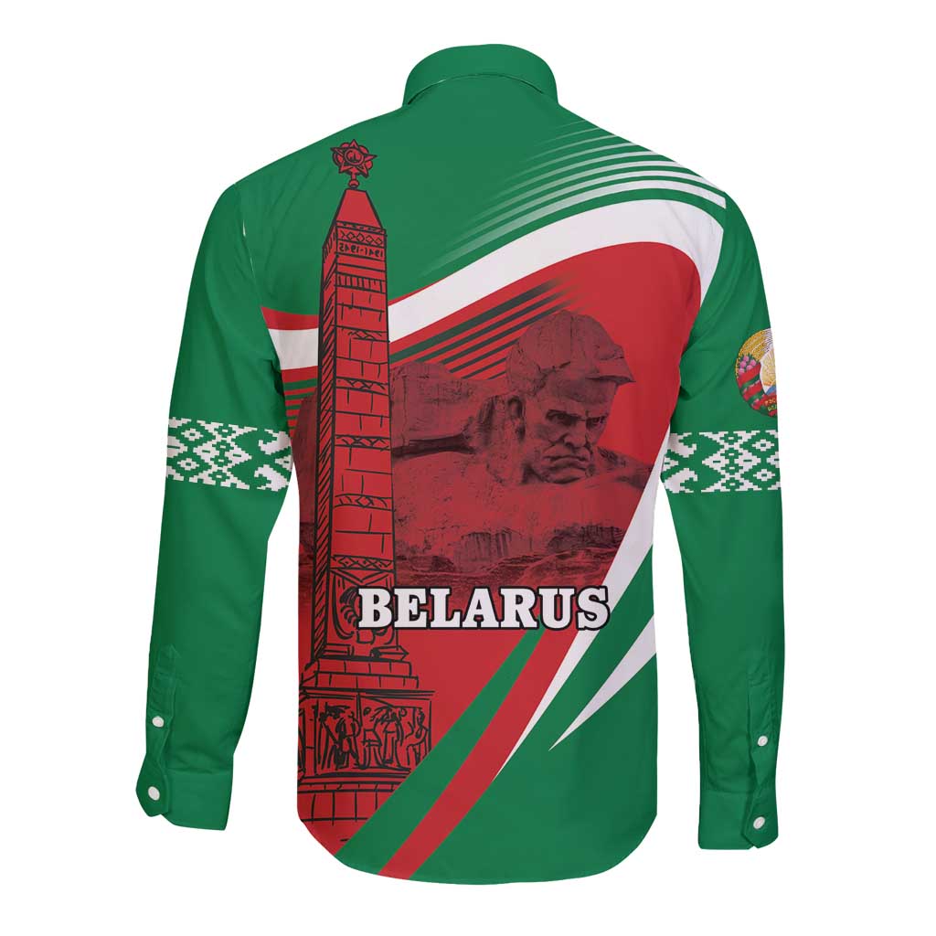 Belarus Independence Day Long Sleeve Button Shirt Brest Fortress And Victory Square