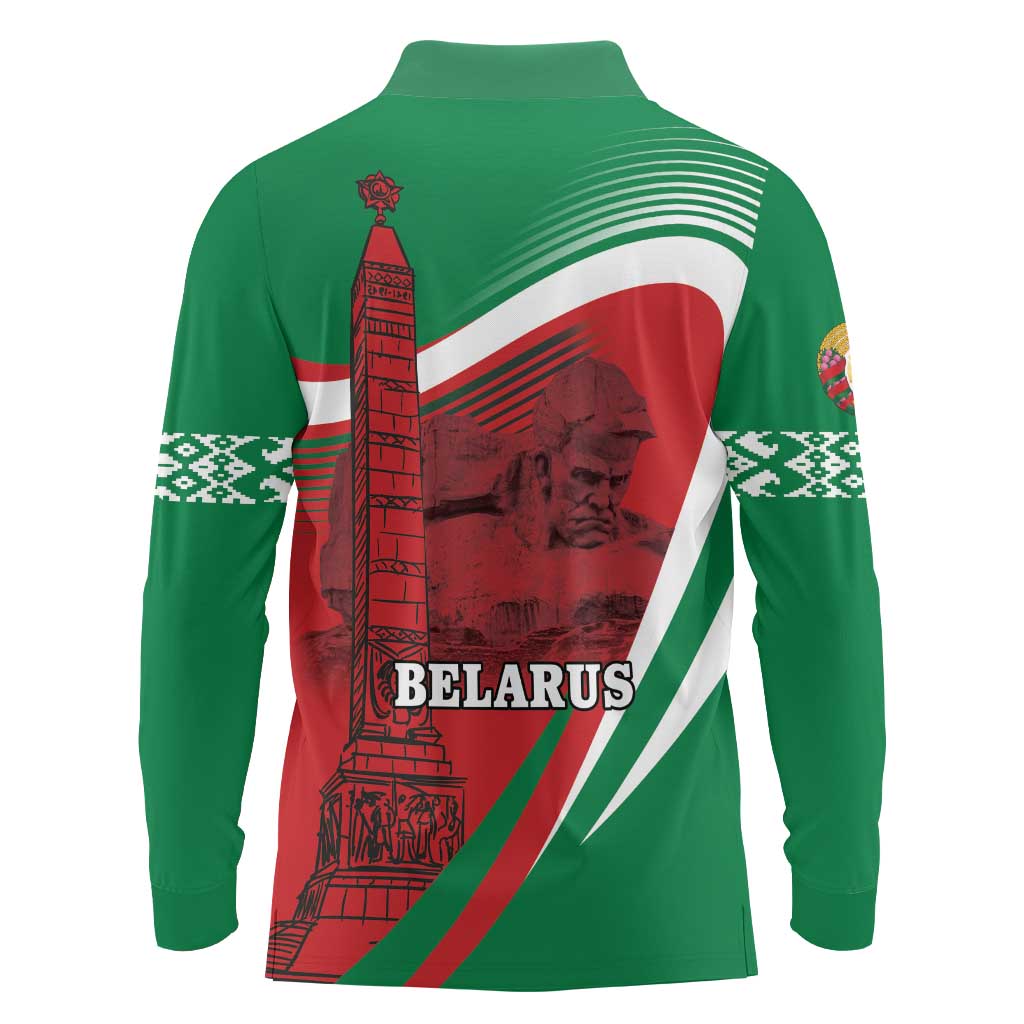 Belarus Independence Day Long Sleeve Polo Shirt Brest Fortress And Victory Square