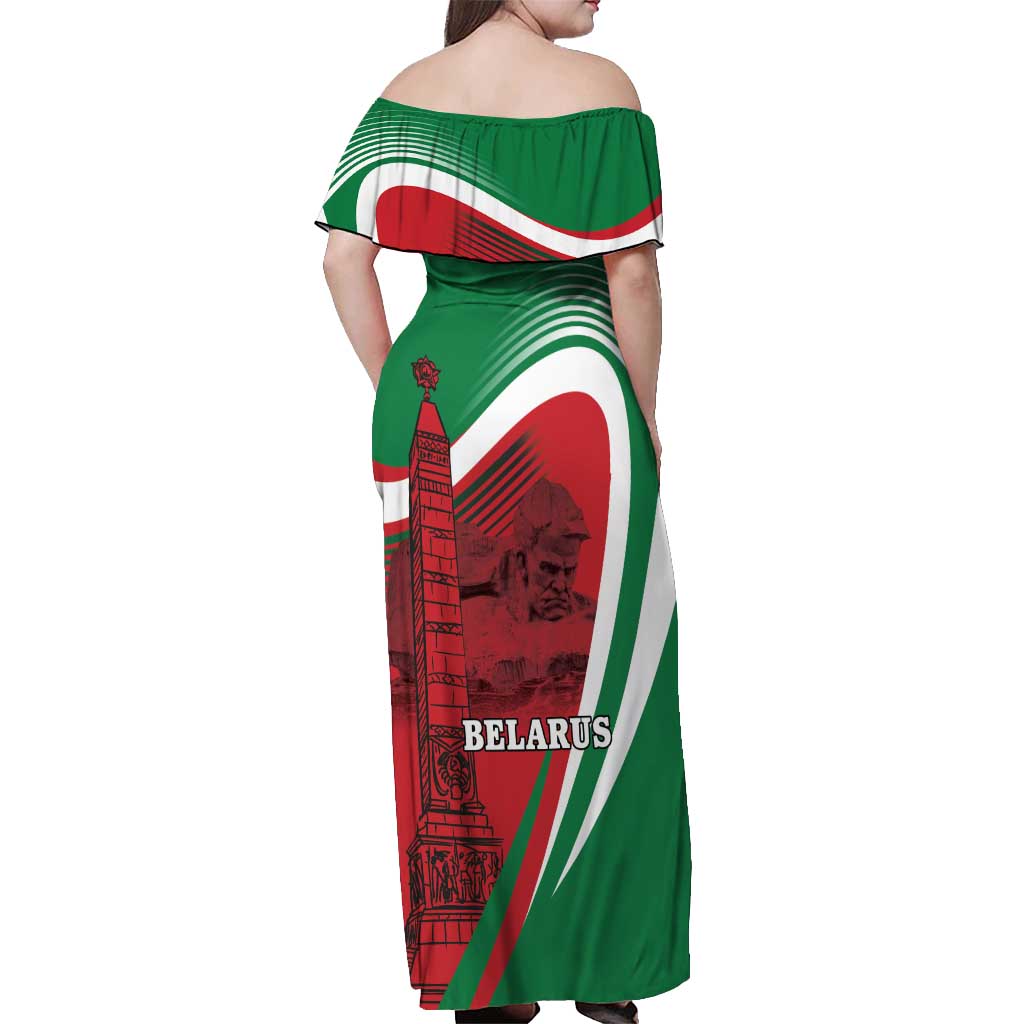 Belarus Independence Day Off Shoulder Maxi Dress Brest Fortress And Victory Square