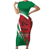 Belarus Independence Day Short Sleeve Bodycon Dress Brest Fortress And Victory Square