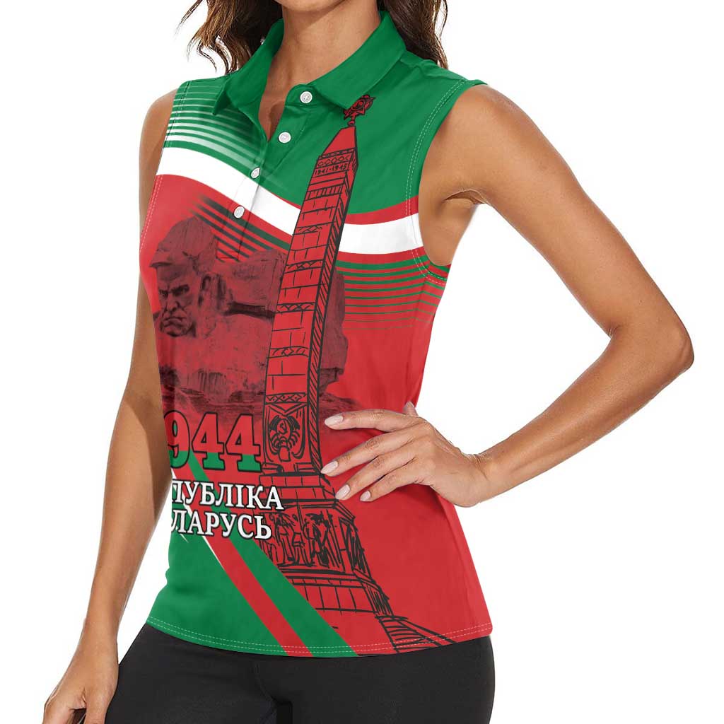 Belarus Independence Day Women Sleeveless Polo Shirt Brest Fortress And Victory Square