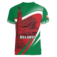 Belarus Independence Day Women V-Neck T-Shirt Brest Fortress And Victory Square