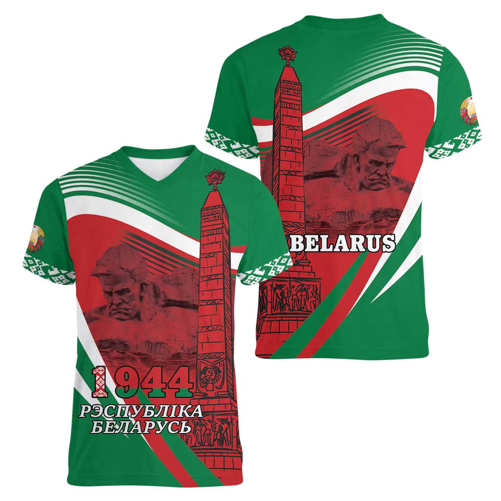 Belarus Independence Day Women V-Neck T-Shirt Brest Fortress And Victory Square