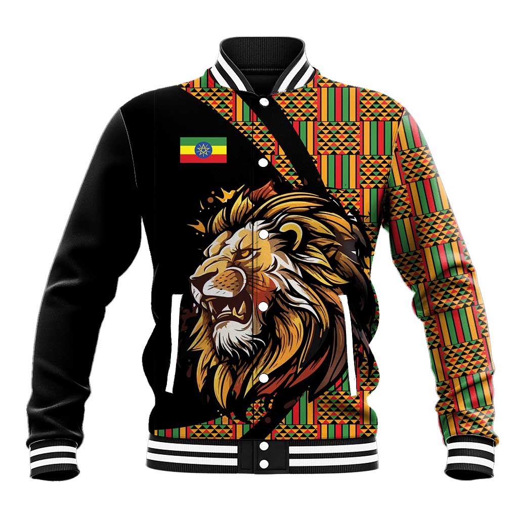 Ethiopia Baseball Jacket Ethiopian Lion Style Pattern - Wonder Print Shop